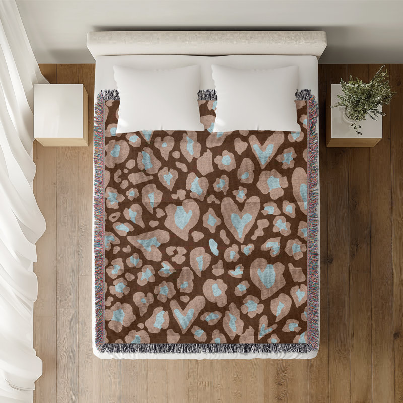 Jeté en coton à imprimé animal, Rust Brown; Beige; Blue, 60 po x 80 po