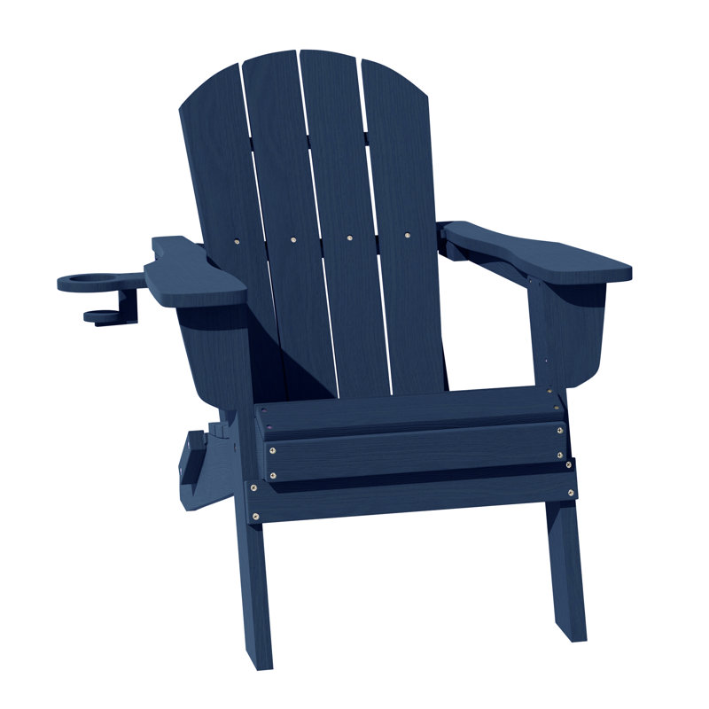 Ergonomically designed resin folding Adirondack chair, Navy