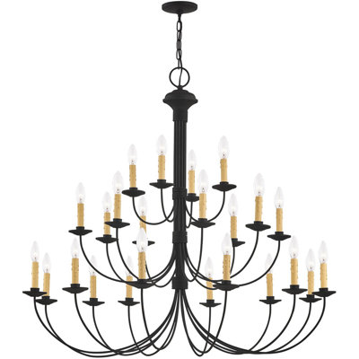 Lustre étagé de style bougie à 24 lumières Analectcia