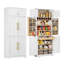 K&K - Armoire de cuisine de style campagnard haut de 78,2 po avec tablettes réglables, support à vin et tiroir caché - blanc