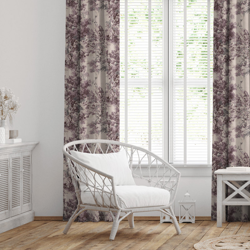 Dolce  Wisteria Cotton Rod Pocket Drapery Panel Set of 2, 50" W x 108" L