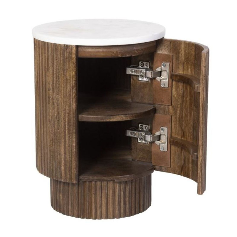 Table d'appoint ronde avec rangement Nordic, Walnut