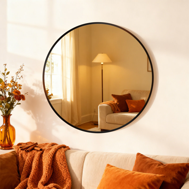 Miroir rond Garber, Noir, 30 po x 30 po