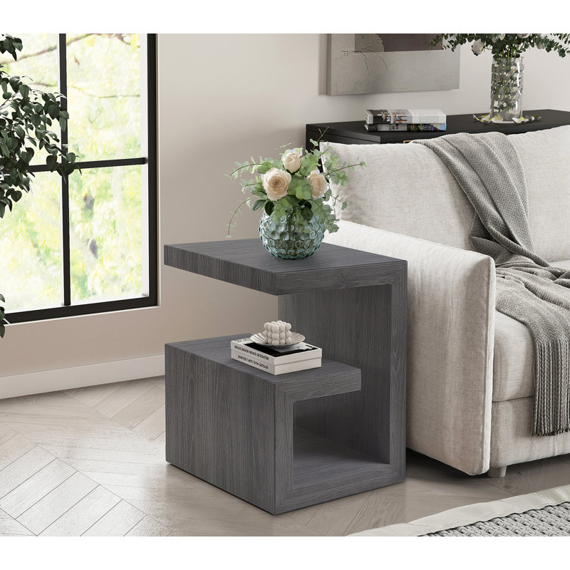 Harmond End Table - Walnut Finish, Grey Wood