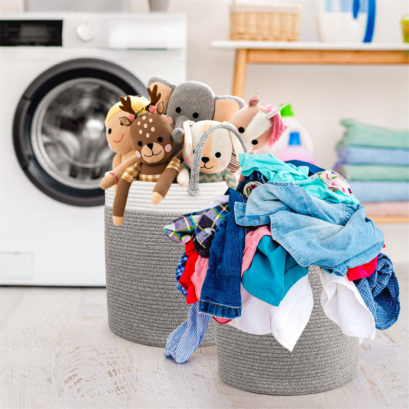 Fabric Laundry Hamper with Handles, Grey