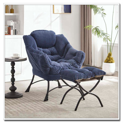 Chaise paresseuse en tissu avec repose-pieds Flannelette