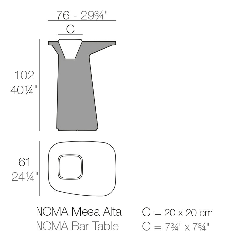 Noma Plastic Bar Table, Ecru