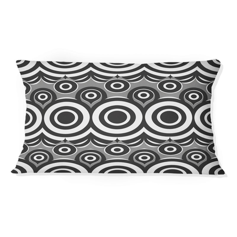Coussin lombaire rétro géométrique noir et blanc Art IV