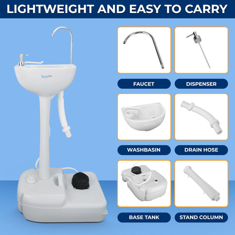 Tall White U-Shaped Pedestal Bathroom Sink with Faucet and Overflow
