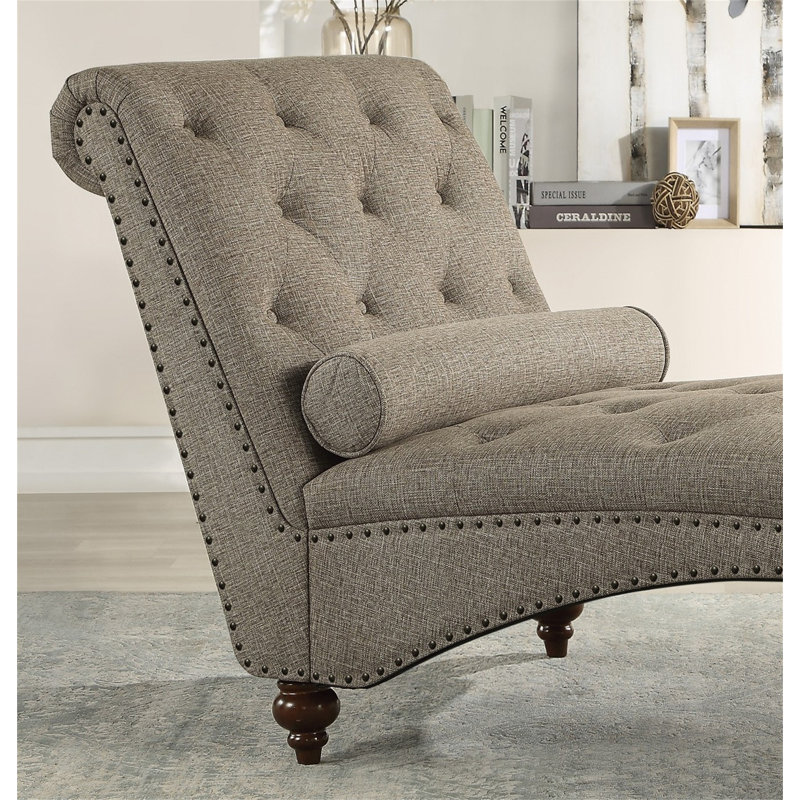 Chaise d'appoint large de 68,75 po Roeli, Polyester à 100 % de couleur brune