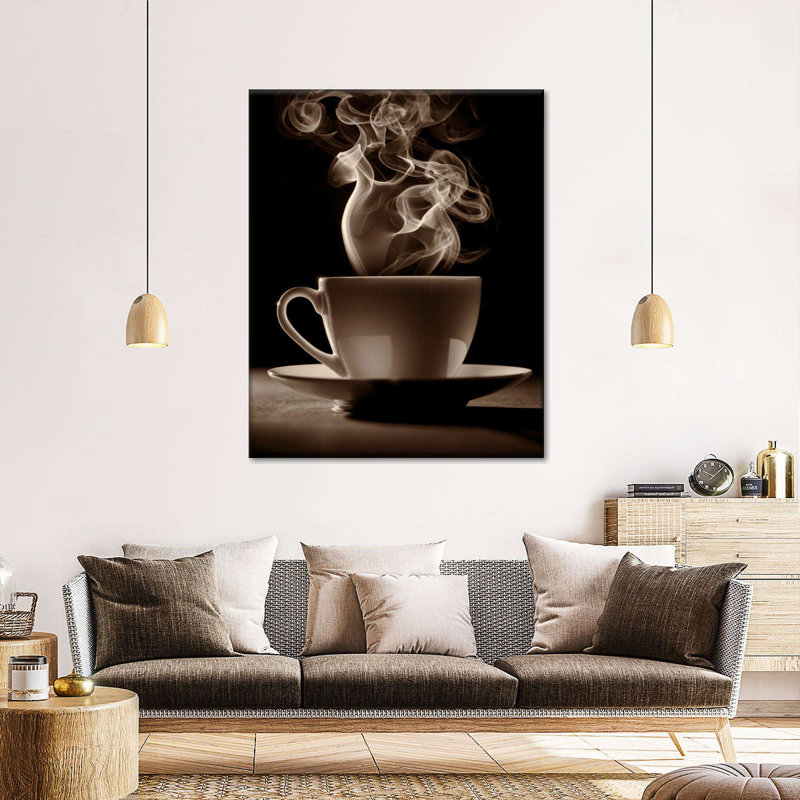 " Steaming Brewed Coffee Canvas Print ", 10" H x 8" W x 1" D