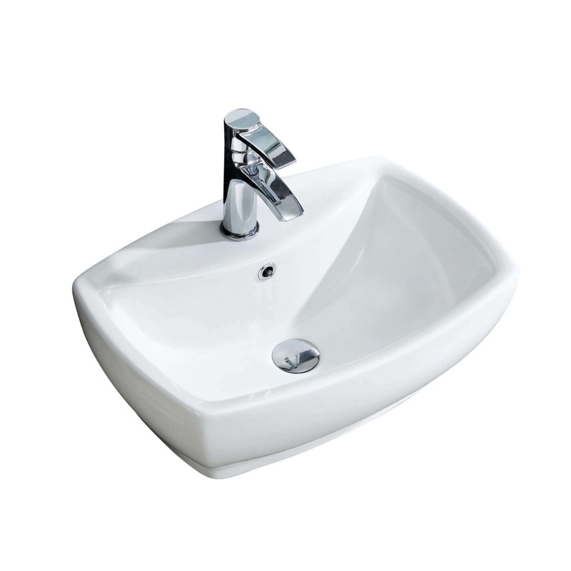 Lavabo de salle de bain vasque rectangulaire en céramique avec trop-plein Modern