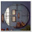 Round Wall Mounted Mirror Vintage Industrial Design Versatile Home Decor