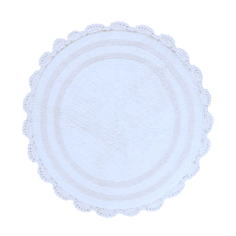 Crochet Cotton Reversible Bath Rug - Round, White