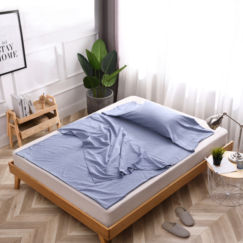 Travelux 100% Cotton Sheet Set, Blue, Twin Sheet Set