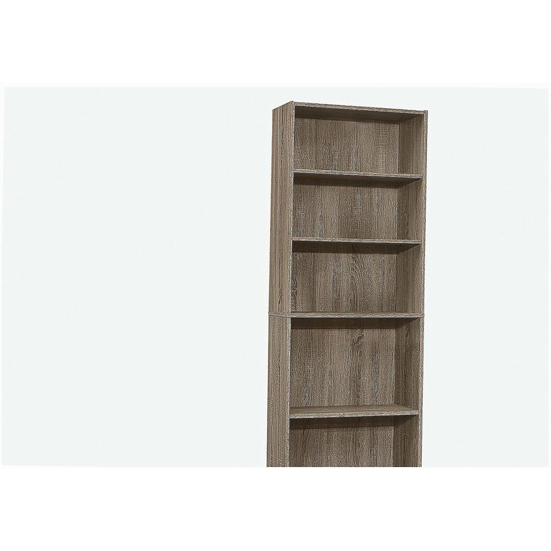 72" 6-Tier Transitional Bookcase with Adjustable Shelves, Taupe