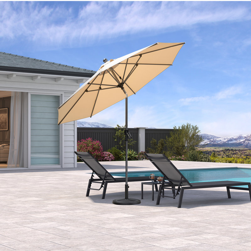 Parasol de table 108 "inclinable avec manivelle et contrepoids beige, Beige, H 103 po x l 106 po x P 106 po