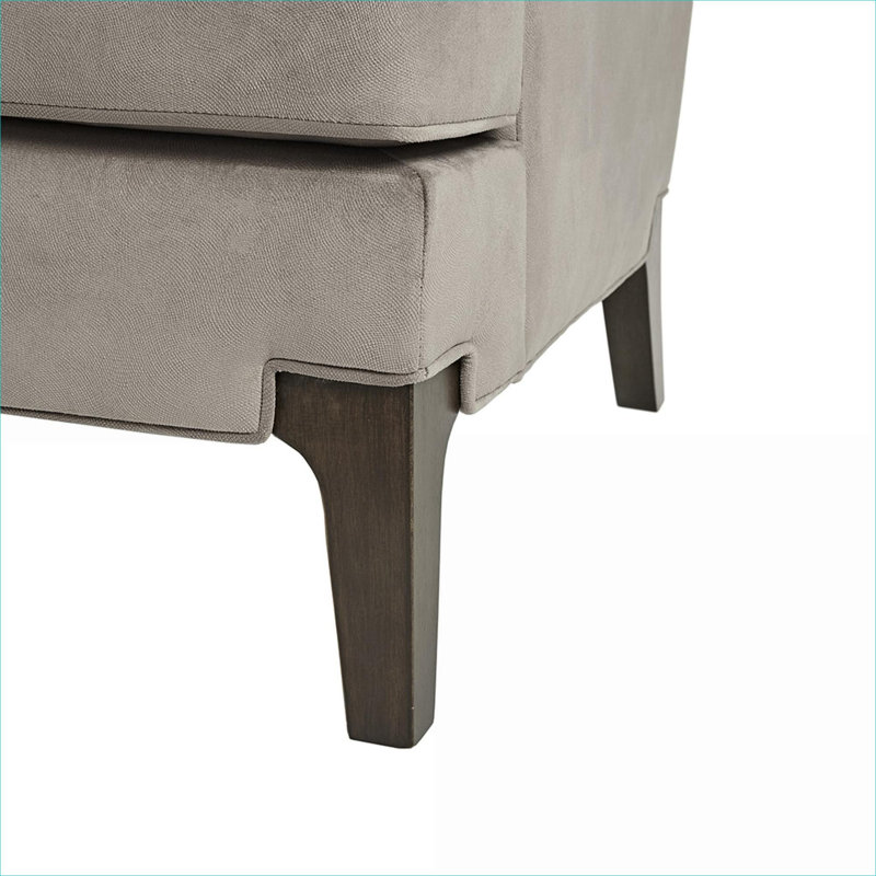Chaise d'appoint avec accoudoirs de salon en bois massif gris doux et hauteur totale de 32,5 po