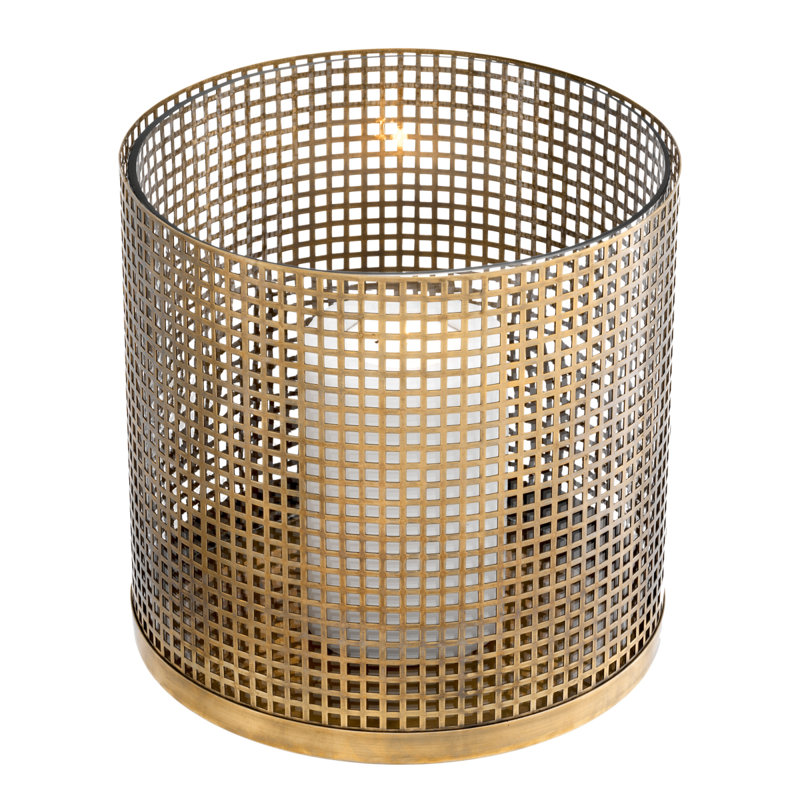 Sterling 10'' H Metal Tabletop Hurricane, Brass, 10" H x 10" W x 10" D