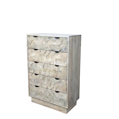 5-drawer Carved Solid Wood Chest
