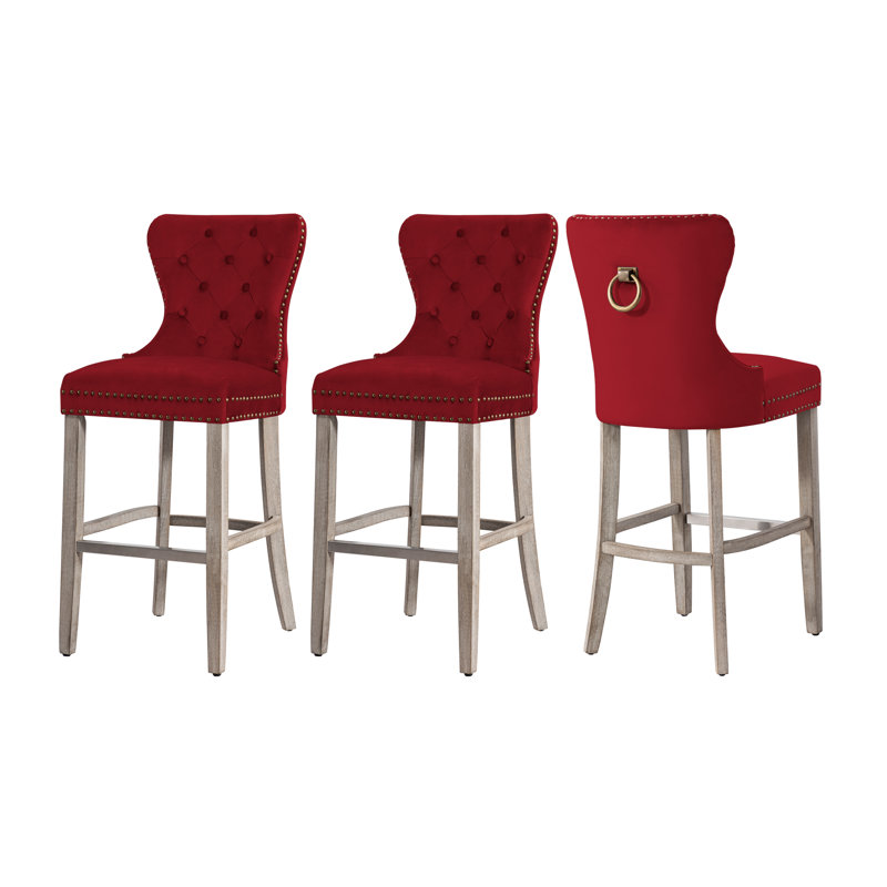 Tabouret de bar et de comptoir Kirsten, Gris, Rouge, Tabouret de bar (siège d'une hauteur de 29 po)
