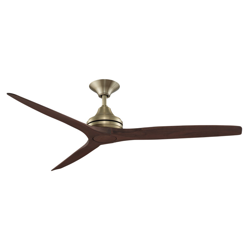 Spitfire 60 inch Indoor/Outdoor Ceiling Fan - Brushed Satin Brass with Whiskey Wood Blades, Whiskey Wood, Brushed Satin Brass