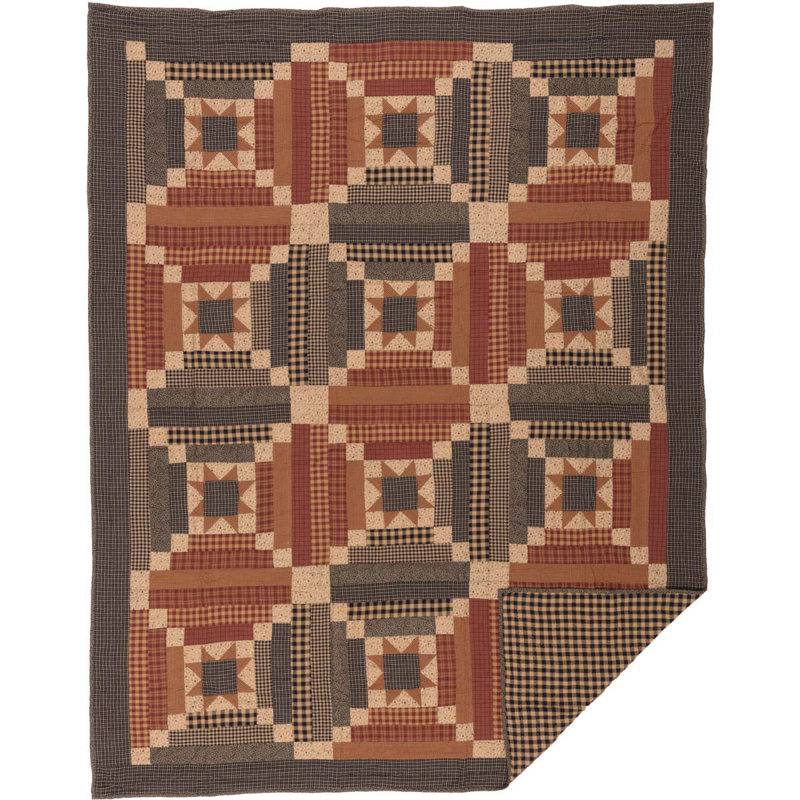 Maisie Twin Black and Tan Reversible Cotton Quilt