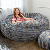 Saxx 6 Foot Giant Bean Bag Chair For Adults - Luxe Faux Fox Fur