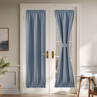 100% Blackout Door Curtain for French Front Door, Privacy Linen Thermal Insulated Window Treament Shade for Bedroom, Window Covering, 1 Panel