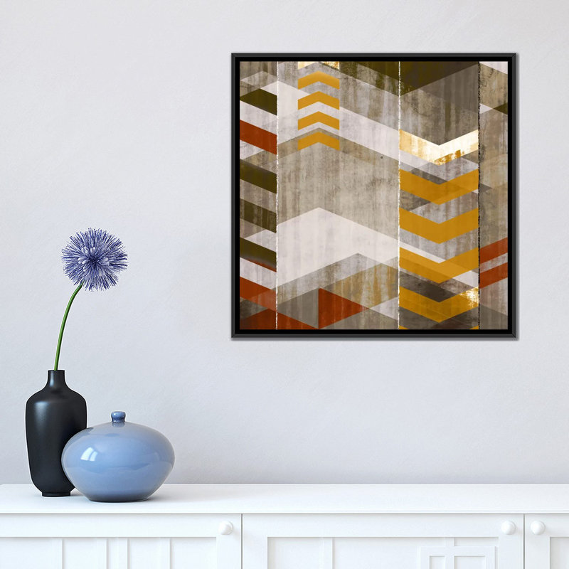 « chevron serenade i », impression sur toile, H 18 po x l 18 po x P 1,5 po, Toile avec cadre noir, Pas de tapis