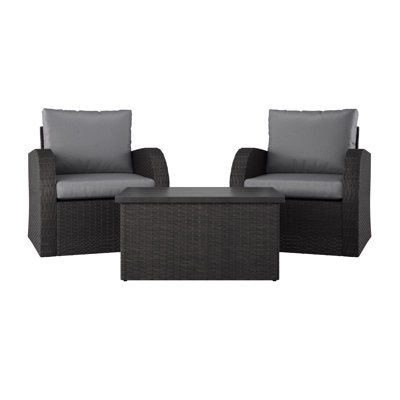 Ensemble de conversation en rotin pour 2 personnes avec coussins Mucklen
