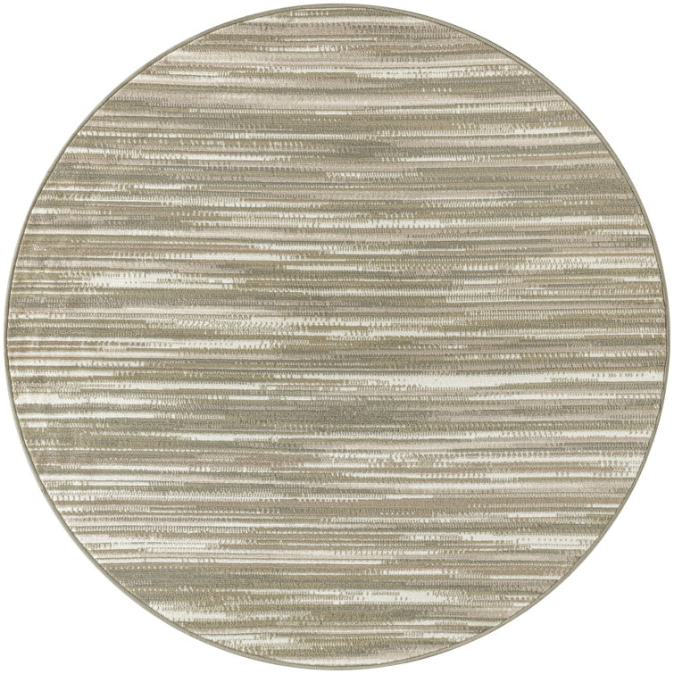 Abstract Machine Woven Area Rug in Green/Ivory