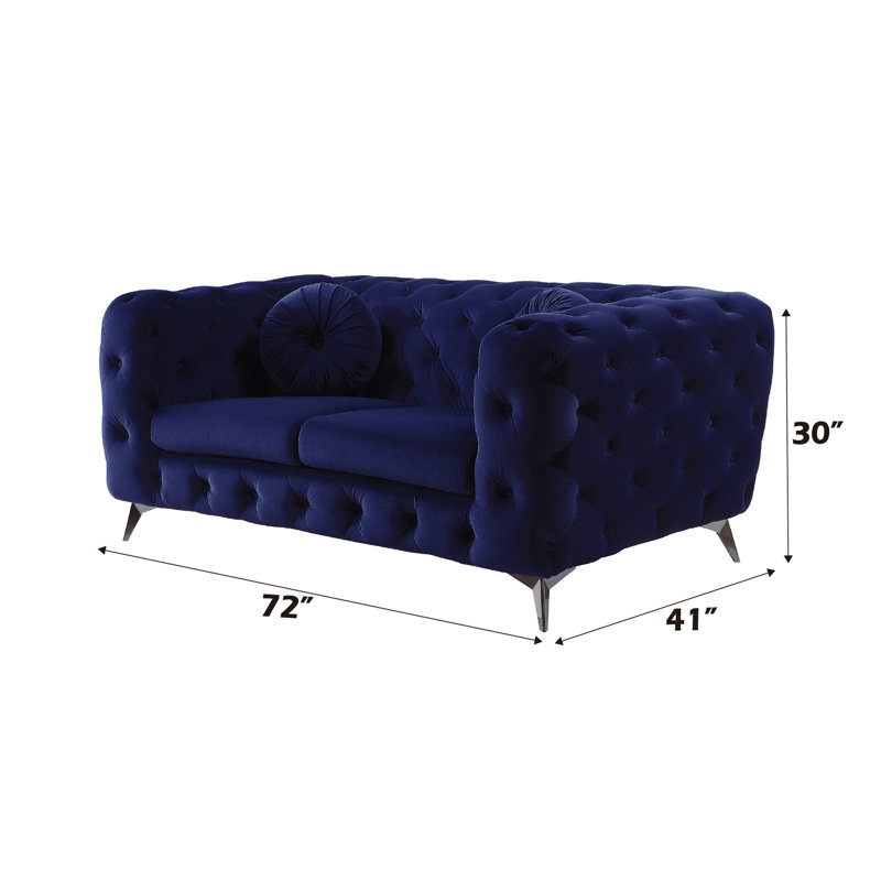 Causeuse en velours bleu Atronia