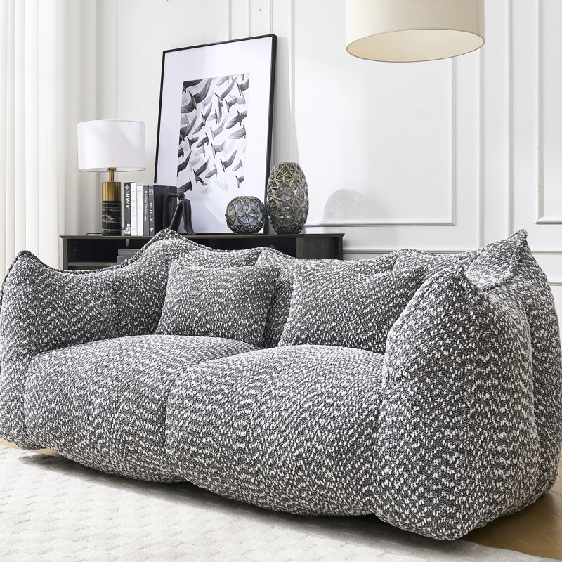Fauteuil en chenille grise avec poignée, facile à déplacer d'une pièce à l'autre. Grand fauteuil moelleux, il apporte du confort à votre salon, chambre ou chambre d'enfant.