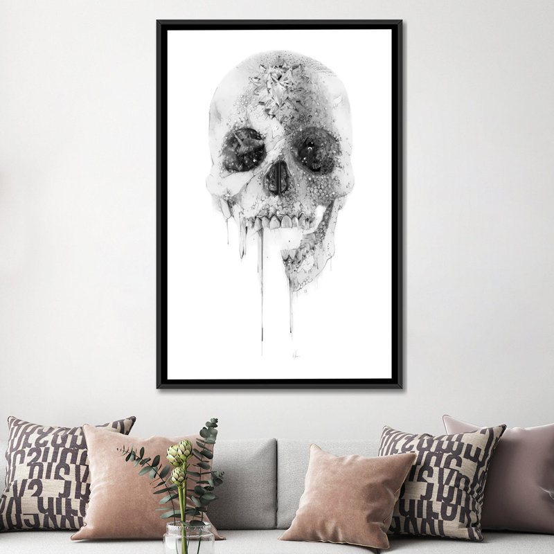 «Crystal Skull», impression sur toile tendue, H 60 po x l 40po x P 1,5 po, Toile avec cadre noir, Pas de tapis