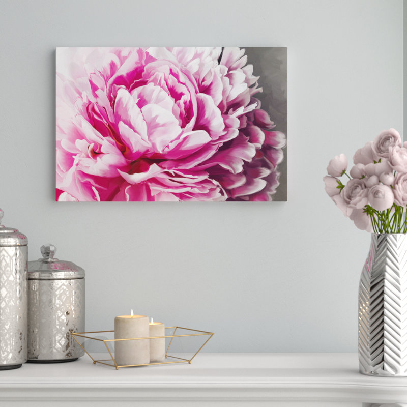 " Peony Blush " by 5by5collective, 12" H x 18" W x 1.5" D, Wrapped Canvas, No Matte