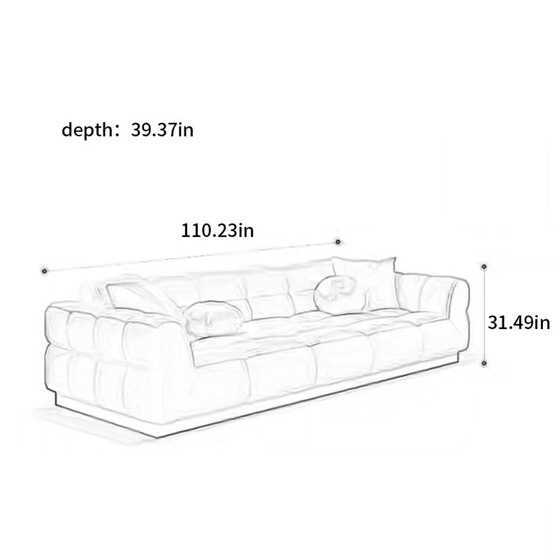 canapé de style guimauve simple et moderne, H 31,49 po x l 110,23 po x P 39,37 po, 4