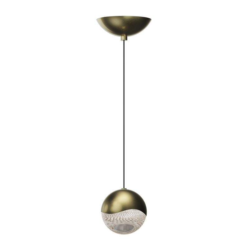Grapes 1 - Light LED Pendant, 3.75" H x 3.75" W x 3.75" D, Clear, Brass