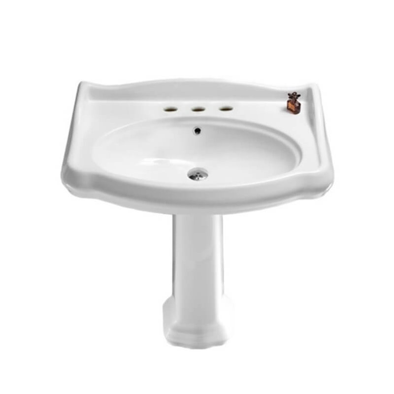 CeraStyle By Nameeks 1837 21.1'' White Ceramic Specialty Bathroom Sink with Overflow, 8" Widespread