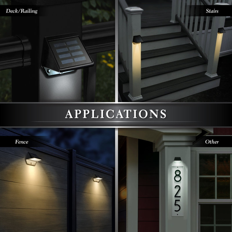 Solar Powered  Integrated LED Deck Light, Black