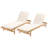Acacia Wood Chaise Lounge With Cushion, Set Of 2