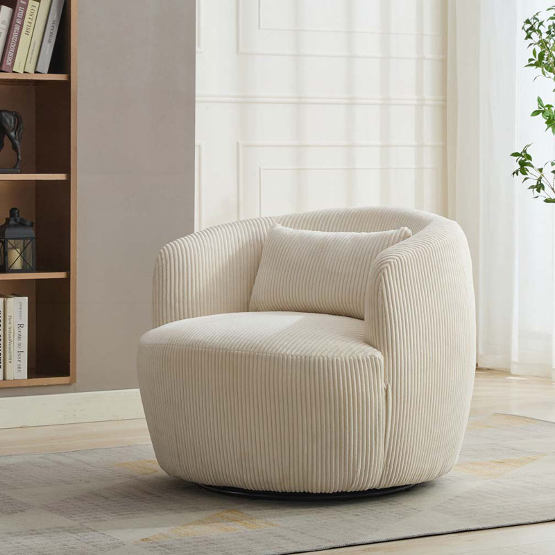 Fauteuil demi-tonneau Corduroy, Ivoire ivoire
