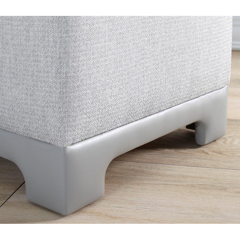 Elegant Pouffe Ottoman, Grey, 19.7 x 18.5 x 19.7 inches | 50% Cotton / 50% Linen, 100% Faux Leather Legs, 35 DNS Orthopedic Sponge, 2.4 inches Thick, Hidden Legs | Perfect for Living Room & Bedroom Décor