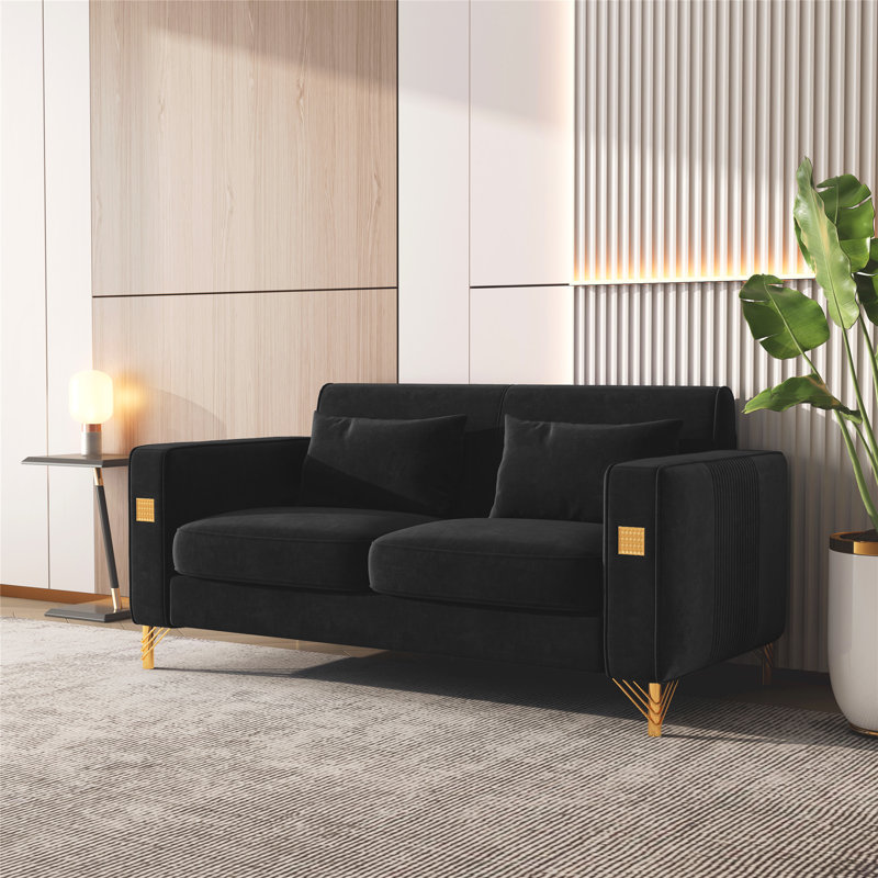 Barcaldine Velvet Loveseat, Black Velvet