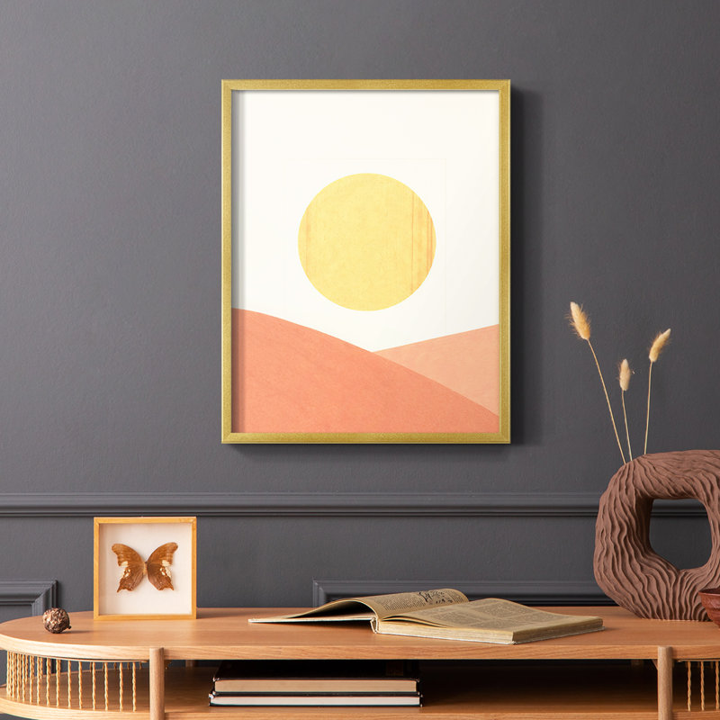 Simple Boho Sun I, reproduction encadrée - bois massif, Or, H 28 po x l 22 po