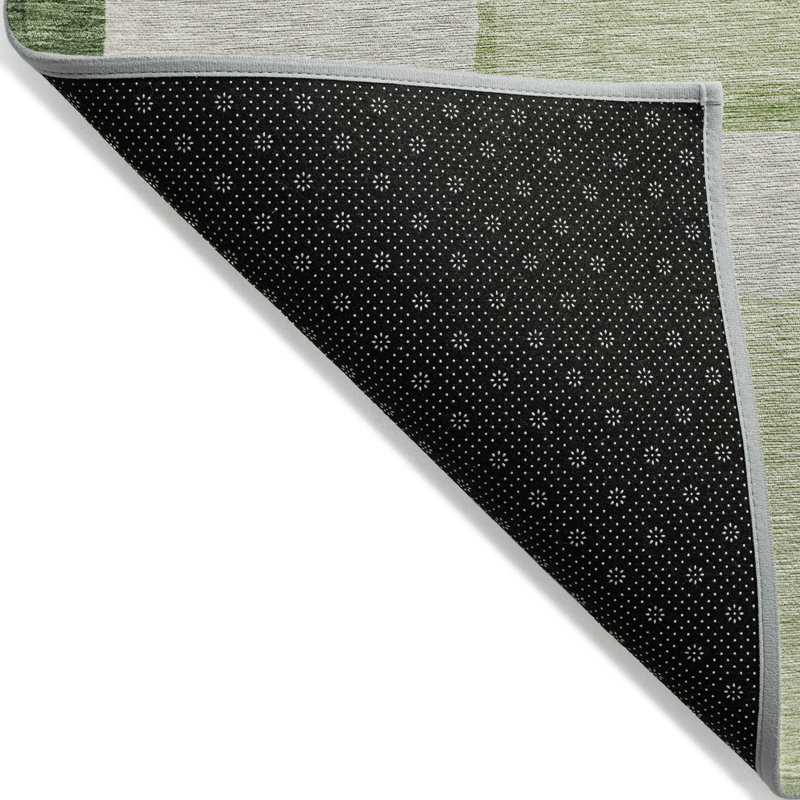 Tapis extérieur lavable abstrait vert et ivoire artichaut 5 pi x 8 pi