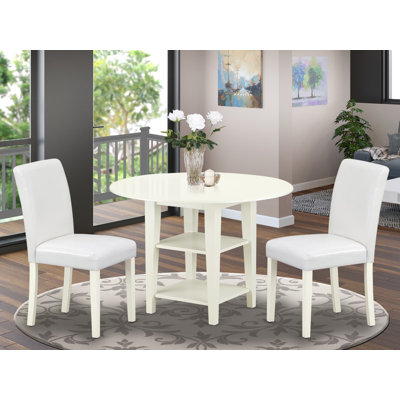Solid Wood Top-Round Dining Room Set with Dropleaf