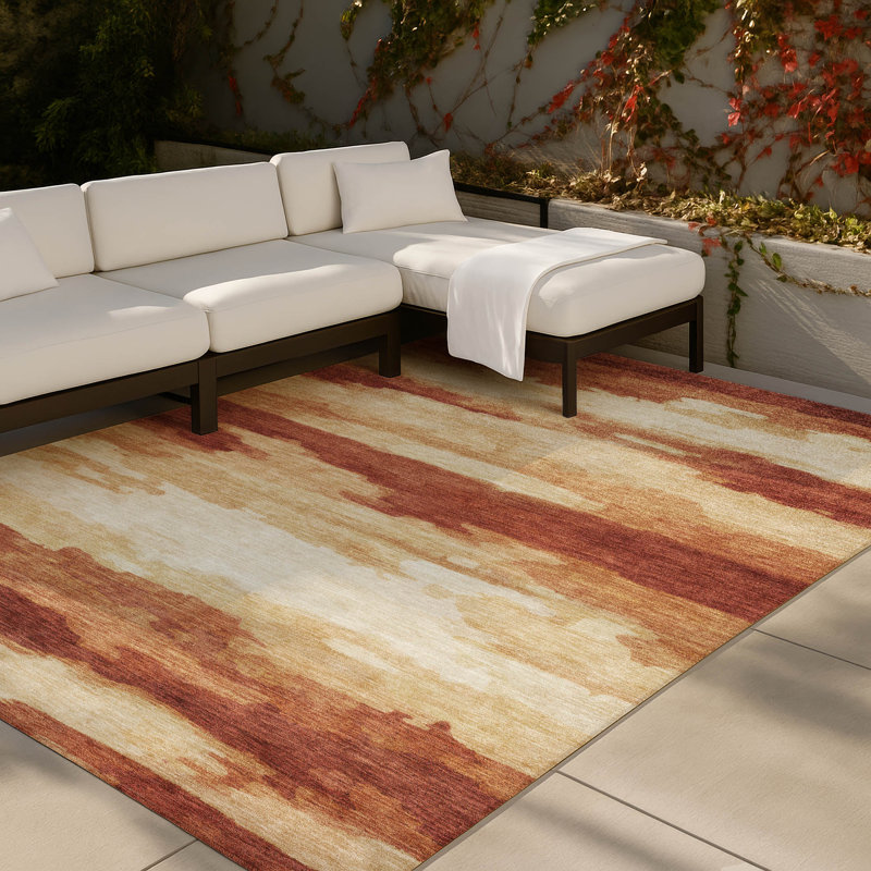 Machine Washable Indoor/Outdoor Chantille ACN2876 Abstract Rug, 8' x 10', Paprika
