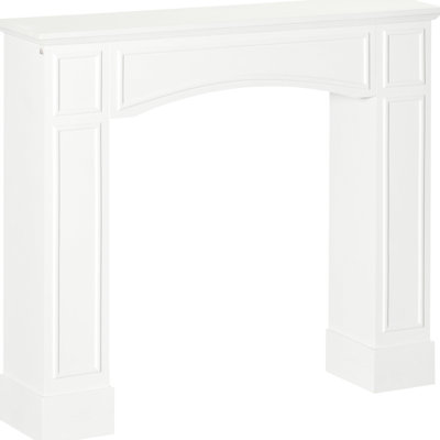 Homcom Modern White Fireplace Mantel Surround With Decorative Pattern, 29" Interior Width, 45.25" Wide Top For Electric Fireplaces, 66 Lbs Weight Capacity, Anti-tipping Design, Easy Assembly