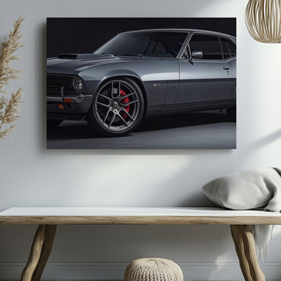 Restomod Muscle Car Metallic Gray Classic With Modern Performance Wall Canvas Wall Art Ready To Hang Gallery Wrapped Home Decor Decor